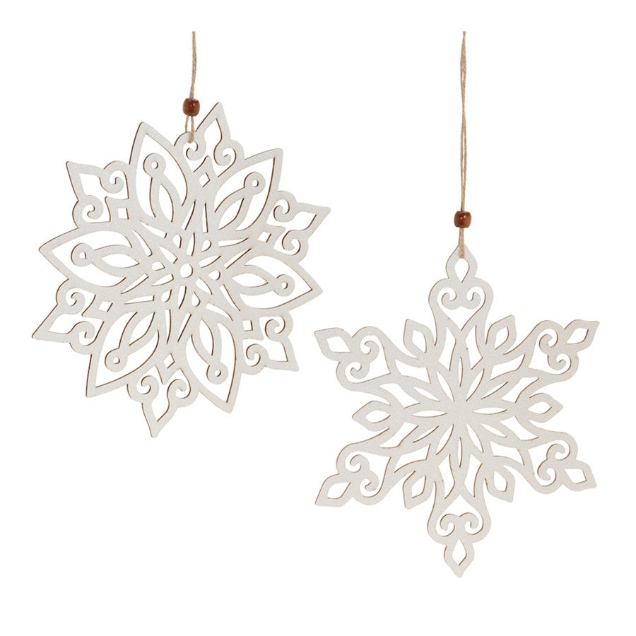 Melrose Int. Cut-Out Snowflake Ornament, Set of 12, White - 91847DS