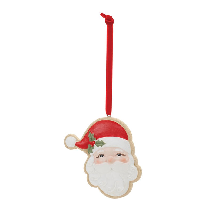 Melrose Frosted Santa Cookie Ornament, Set of 12, Red/White
