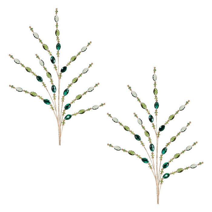 Melrose International Green Jewel Bead Spray, Set of 2