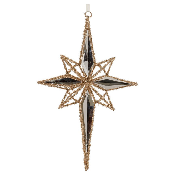 Melrose International Tinsel Star Ornament 19.5"H, Gold - 91862DS
