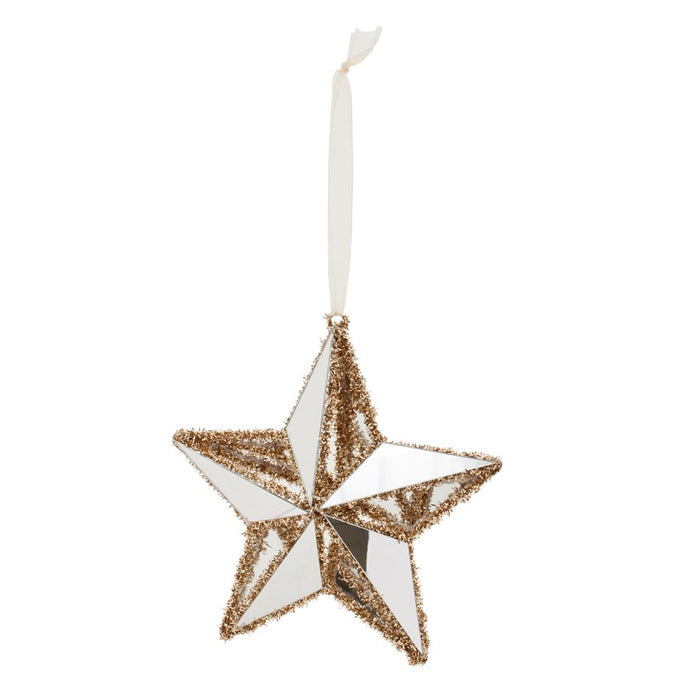 Melrose International Tinsel Star Ornament, Set of 12, Gold/Silver