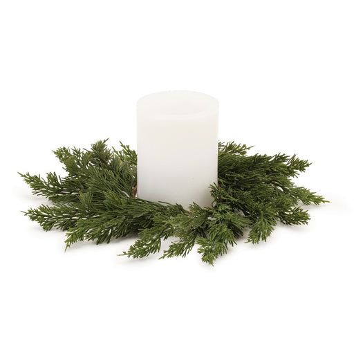 Melrose International Pine Candle Ring, Set of 2, Green - 91894DS