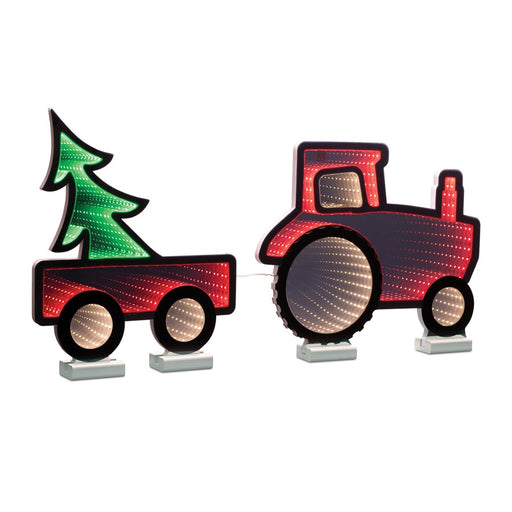 Melrose Holiday Tractor/Wagon Ekko Light Display 29.5"L, Red/Green - 91916DS