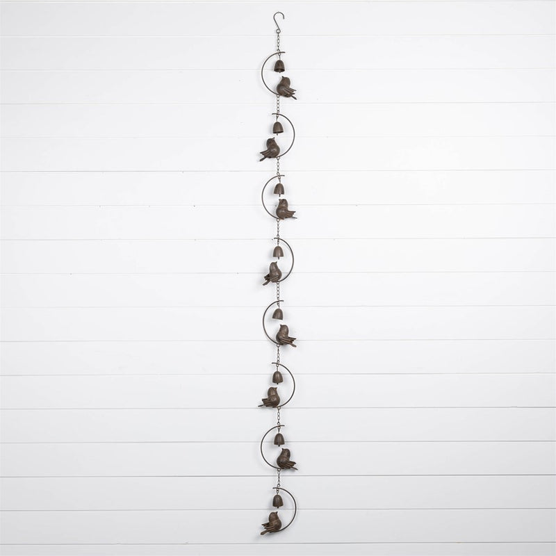 Melrose Bird & Bell Rain Chain 70"L, Brz