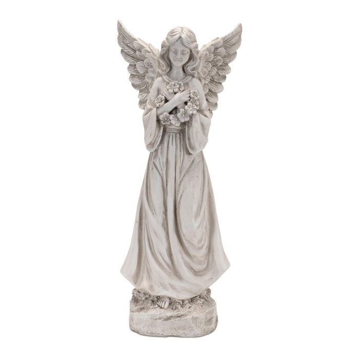 Melrose International Floral Angel Statue, Set of 3, Grey