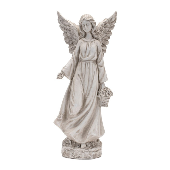 Melrose International Floral Angel Statue, Set of 3, Grey