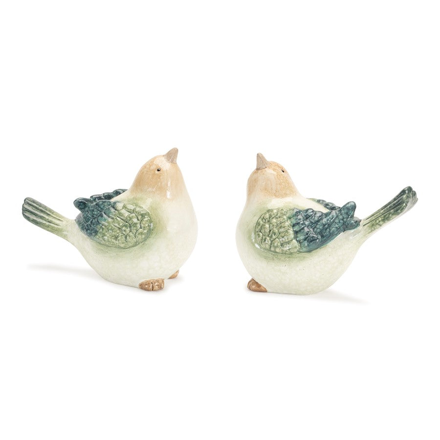 Melrose Terra Cotta Bird Figurine (Set of 4), Beige/Blue/Green - 92036DS
