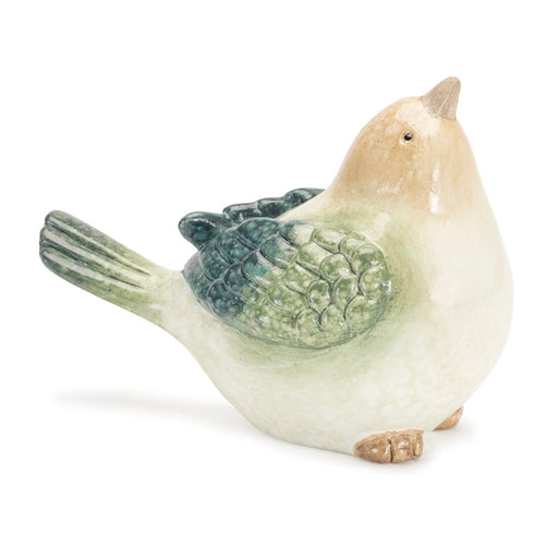 Melrose Terra Cotta Bird Figurine, Set of 4, Beige/Blue/Green