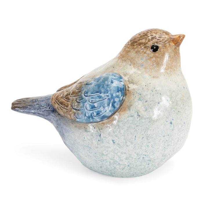 Melrose International Ceramic Bird Figurine, Set of 4, Beige/Blue