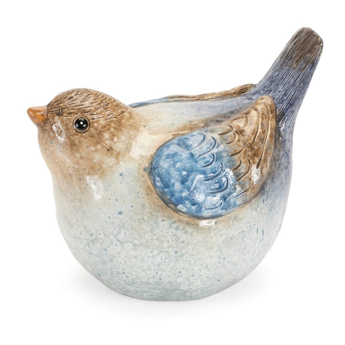 Melrose International Ceramic Bird Figurine, Set of 4, Beige/Blue