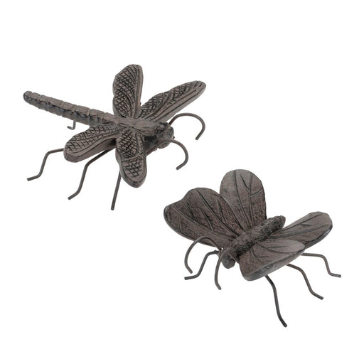 Melrose Dragonfly/Butterfly Insect Pot Sitter, Set of 12, Brown - 92039DS