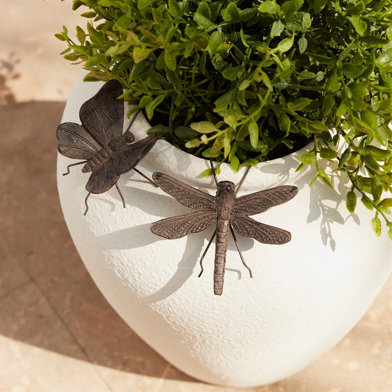 Melrose Dragonfly/Butterfly Insect Pot Sitter, Set of 12, Brown
