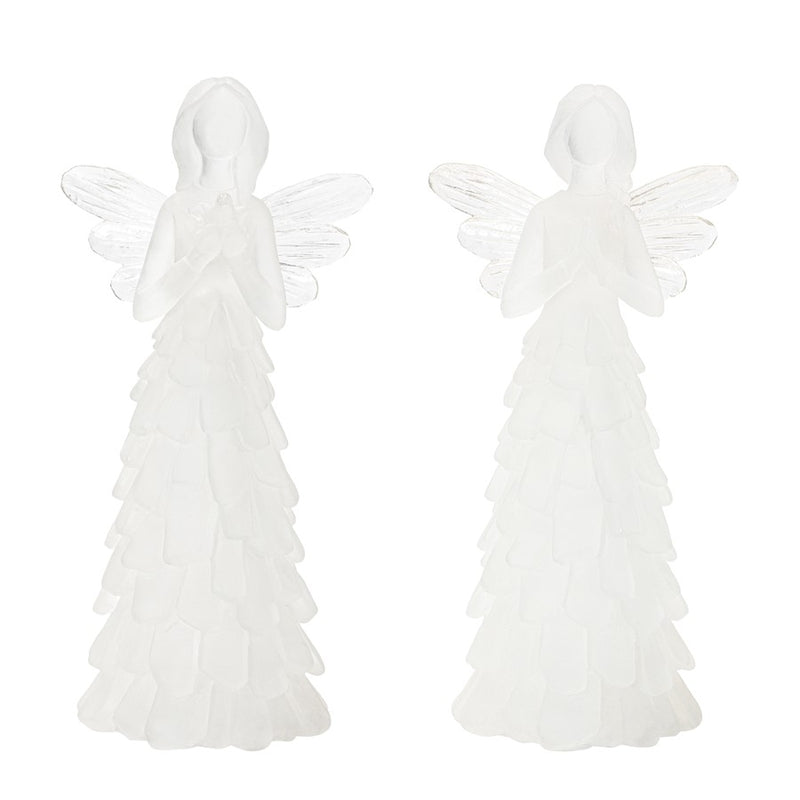 Melrose International Frosted Angel Figurine, Set of 4, White - 92065DS
