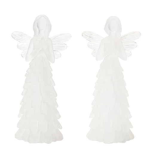 Melrose International Frosted Angel Figurine, Set of 4, White - 92065DS