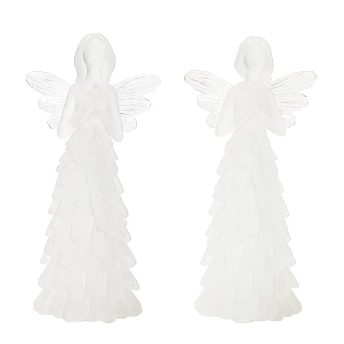 Melrose International Frosted Angel Figurine, Set of 4, White - 92065DS