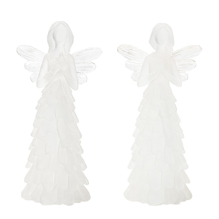 Melrose International Frosted Angel Figurine, Set of 4, White - 92065DS