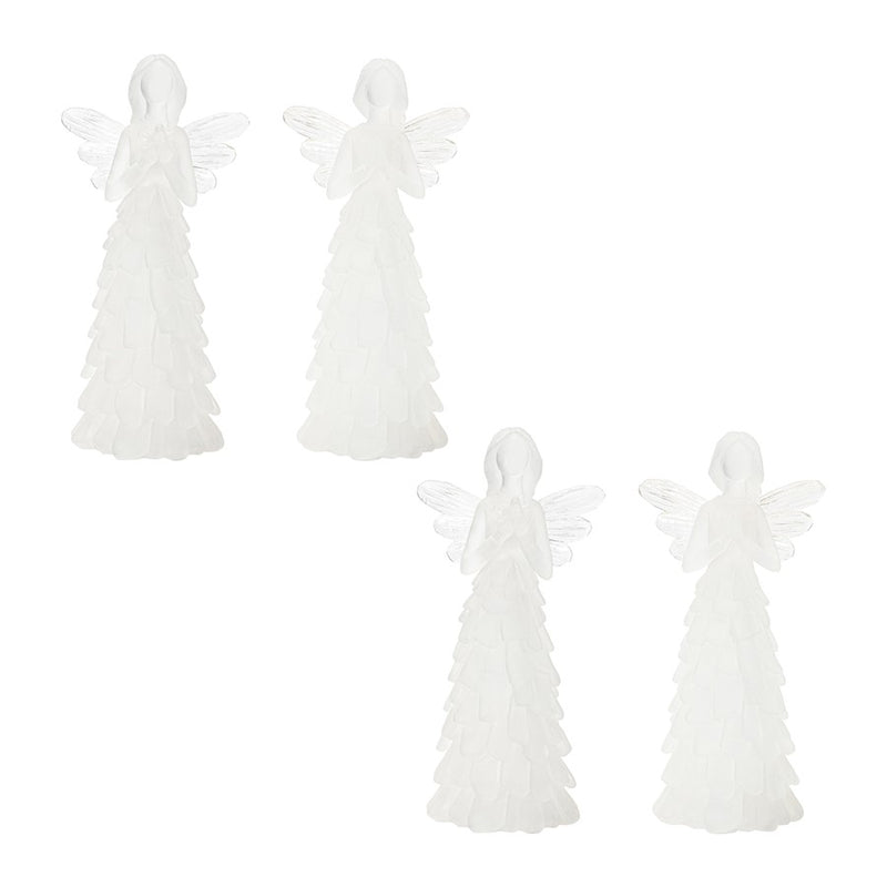 Melrose International Frosted Angel Figurine, Set of 4, White