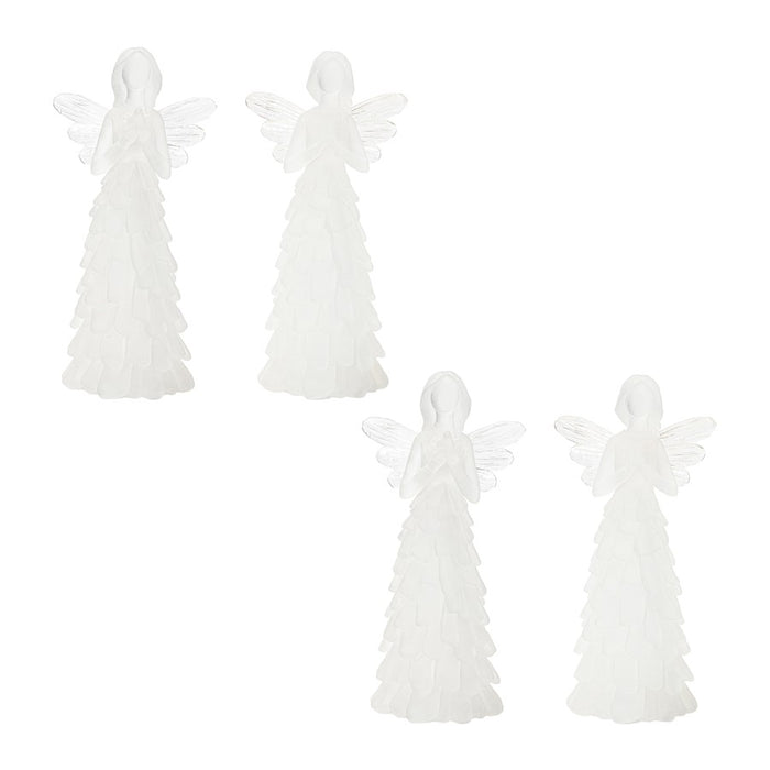 Melrose International Frosted Angel Figurine, Set of 4, White