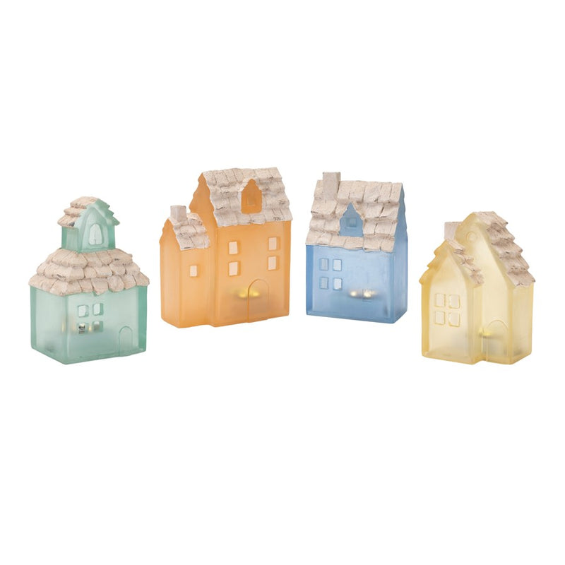 Melrose International Beach Glass House Decor, Set of 4, Orange/Green - 92067DS