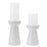 Melrose Int. Modern Marble Candle Holder, Set of 2, White/Green