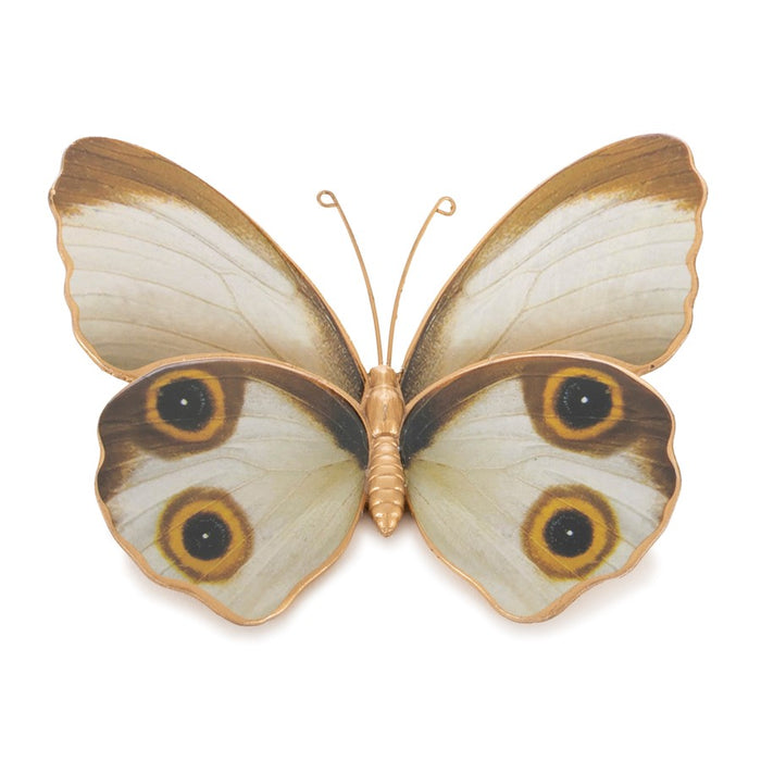 Melrose Amber Butterfly/Moth Shelf Sitter/Set of 2, White/Brown/Orange