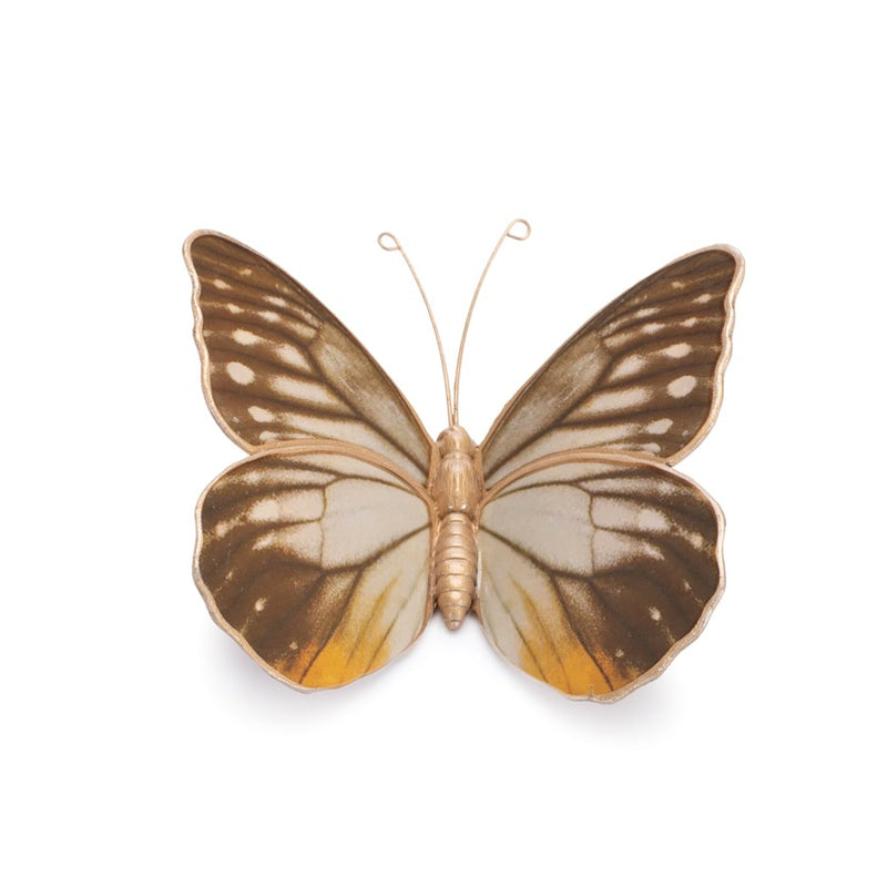 Melrose Amber Butterfly/Moth Shelf Sitter/Set of 2, White/Brown/Orange
