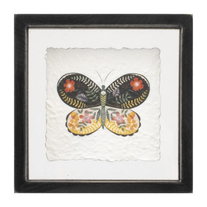 Melrose International Framed Butterfly Block, Set of 2, Black/White