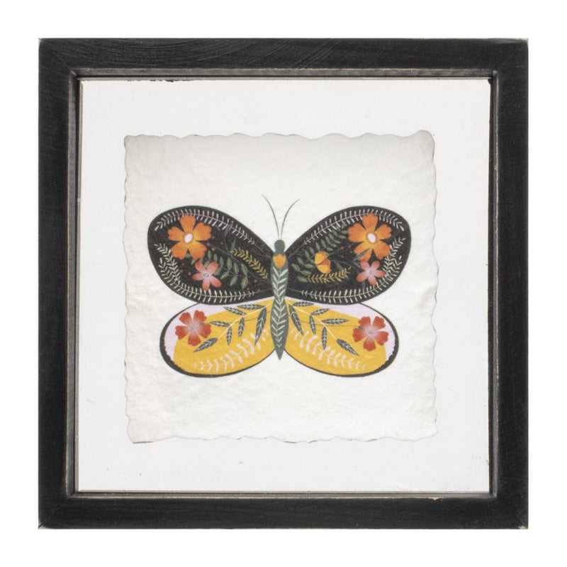 Melrose International Framed Butterfly Block, Set of 2, Black/White