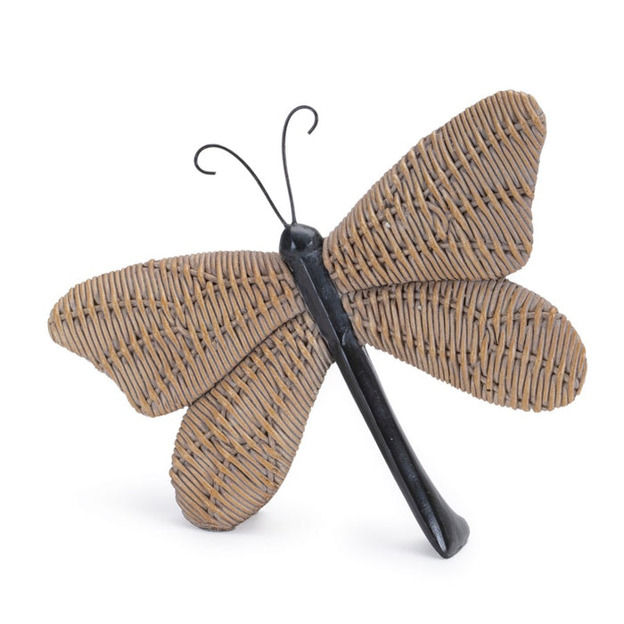 Melrose Wicker Design Butterfly/Dragonfly Shelf Sitter, Set/4, Brown