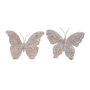 Melrose International Carved Butterfly Shelf Sitter, Set of 4, Beige - 92080DS