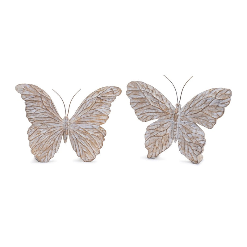 Melrose International Carved Butterfly Shelf Sitter, Set of 4, Beige - 92080DS