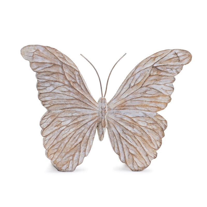 Melrose International Carved Butterfly Shelf Sitter, Set of 4, Beige