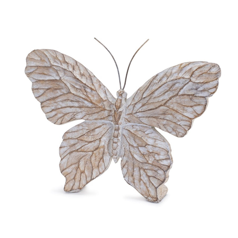 Melrose International Carved Butterfly Shelf Sitter, Set of 4, Beige