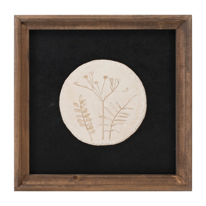 Melrose International Wood Framed Floral Plaque, Set of 2, Black/White