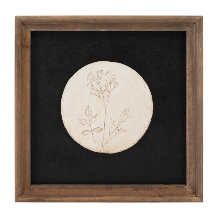 Melrose International Wood Framed Floral Plaque, Set of 2, Black/White