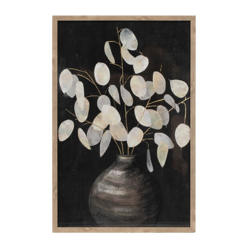 Melrose International Beige Eucalyptus Print, Set of 2, Black/Grey