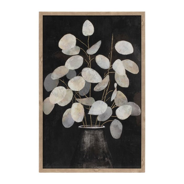 Melrose International Beige Eucalyptus Print, Set of 2, Black/Grey