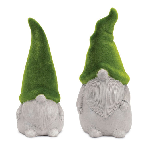 Melrose International Mossy Terra Cotta Gnome, Set of 2, Green/Grey - 92103DS