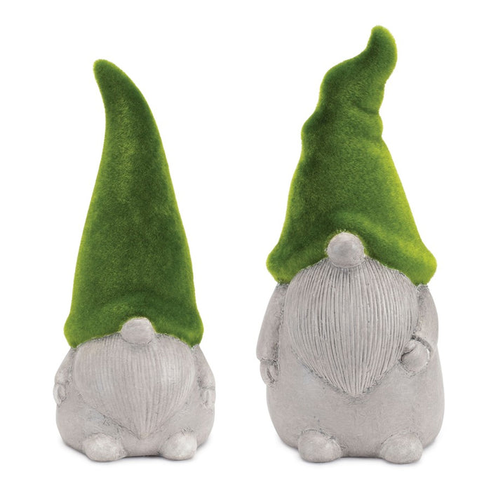Melrose International Mossy Terra Cotta Gnome, Set of 2, Green/Grey - 92103DS