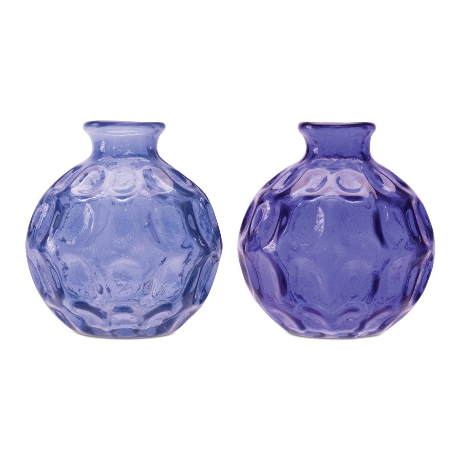 Melrose International Bubble Glass Bud Vase, Set of 2, Blue - 92107DS