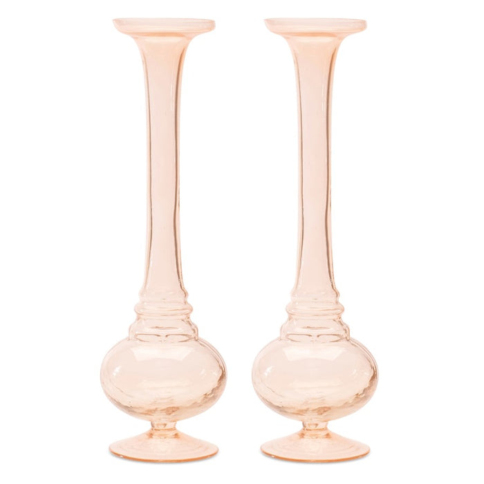 Melrose International Glass Stem Vase, Set of 2
