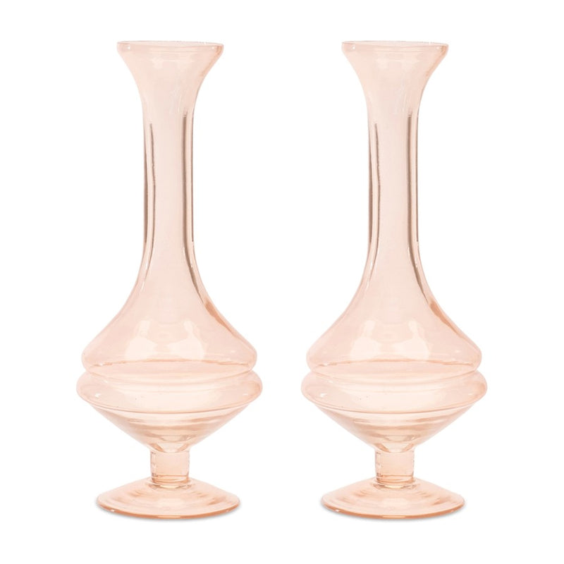 Melrose International Glass Stem Vase, Set of 2, Pink