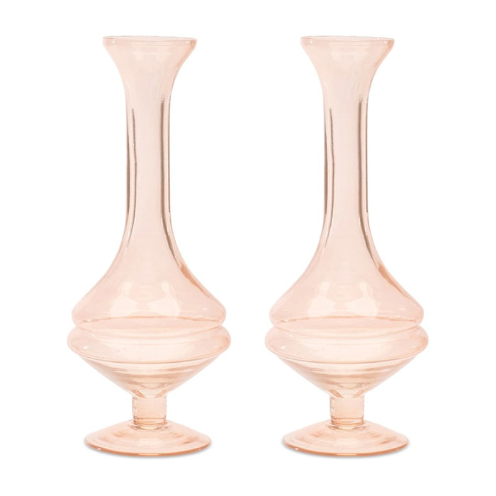 Melrose International Glass Stem Vase, Set of 2, Pink