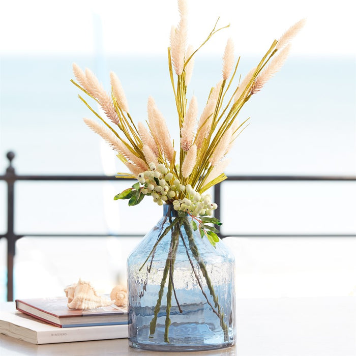 Melrose International Glass Bottle Vase 8"H, Blue