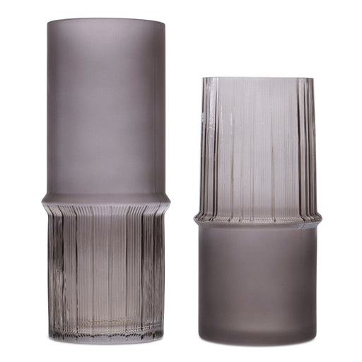 Melrose International Grey Two-Toned Glass Vase, Set of 2, Grey - 92123DS