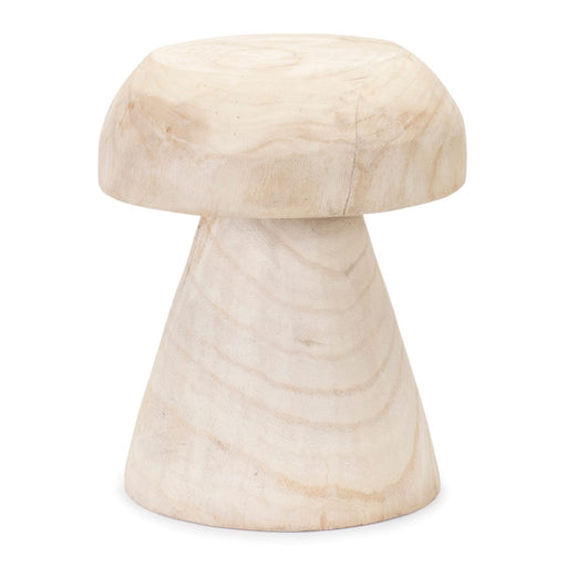 Melrose International Wood Mushroom Stool 12.5"H, Beige - 92145DS