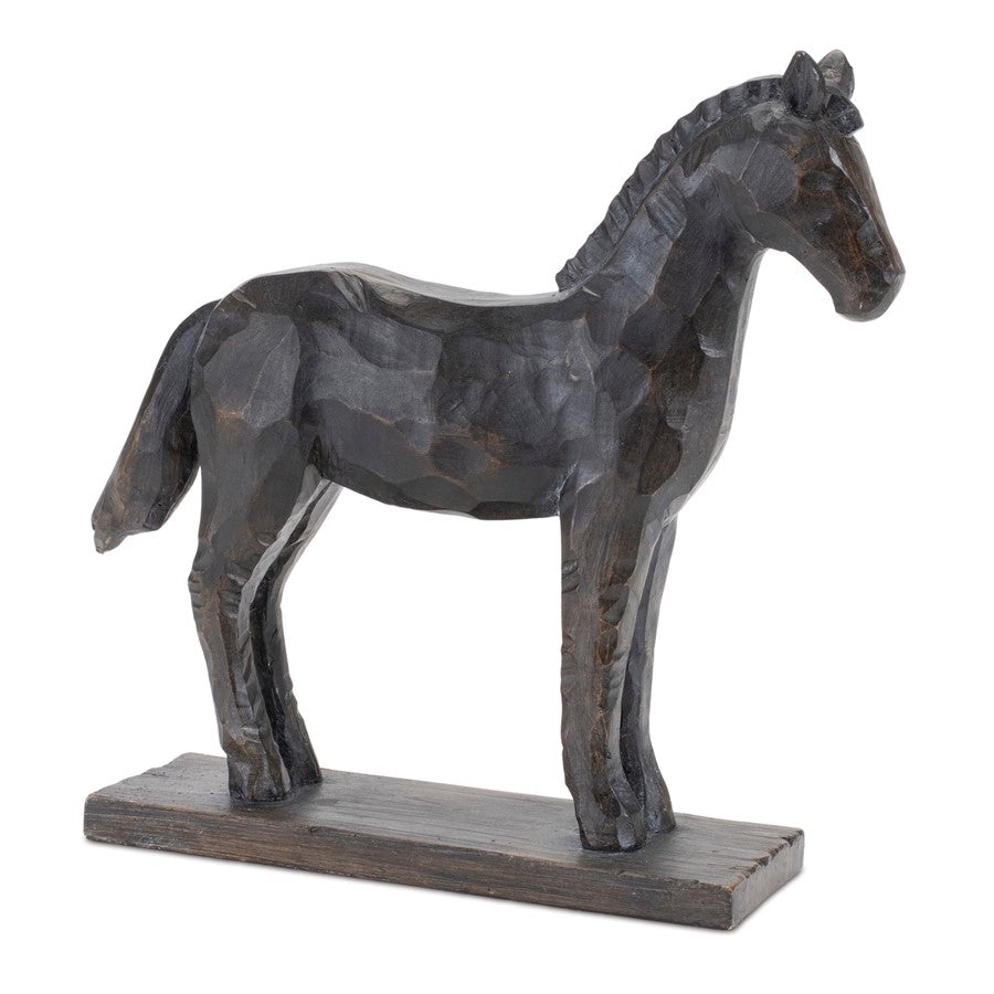 Melrose International Standing Horse/Base, Set of 2, Black - 92151DS