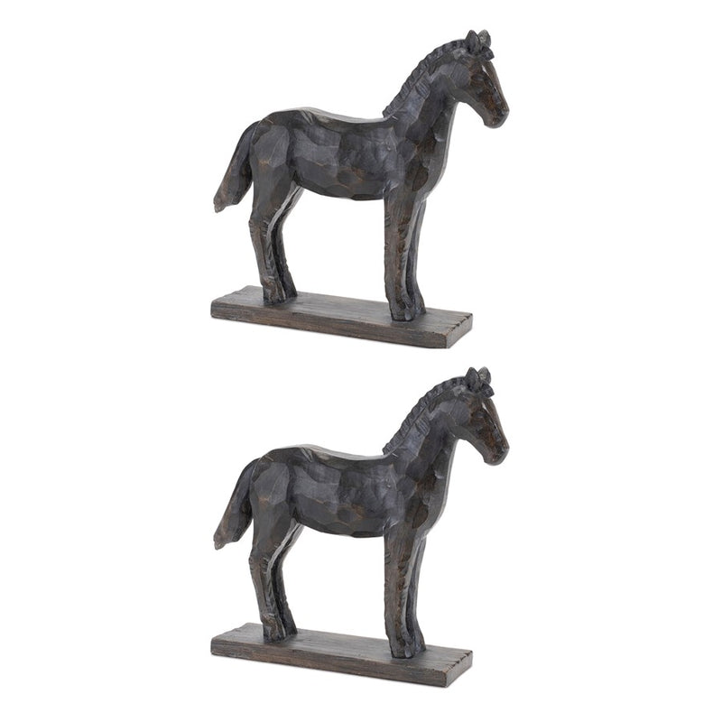 Melrose International Standing Horse/Base, Set of 2, Black
