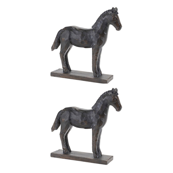 Melrose International Standing Horse/Base, Set of 2, Black