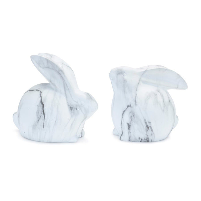 Melrose Marble Design Rabbit Shelf Sitter, Set of 2, White/Grey - 92163DS